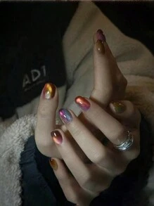 Monina 30-Pack Rainbow Candy Cat Eye Gel Nail Wraps, Handmade Gradient Stones, Translucent Sweet Sugar Glass Bead Manicure, Versatile Charmer, Perfect Gift For Women's Festive Occasions Nails - You Make Me Melt - View 8