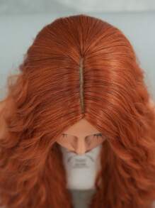 7JHH WIGS 28 英寸宽松长波浪姜黄色假发，适合时尚女性，华丽姜橙色中分波浪假发，柔软合成耐热纤维头发，自然赤褐色替换假发，适合女孩日常佩戴、音乐节派对角色扮演使用 - 薑色 - 查看 8
