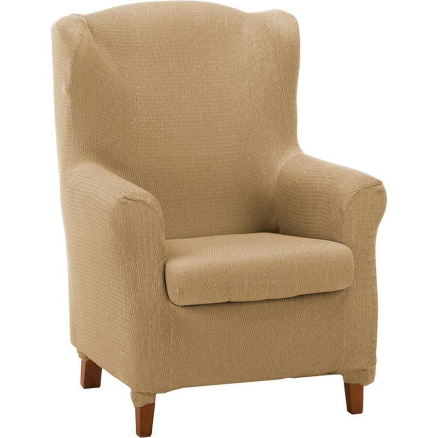 Ecommerc3 Elastic And Extra Soft Duplex Wing Chair Cover - Adjustable Duplex Wing Chair Cover 100% Made In Spain - Lạc đà - Xem 1