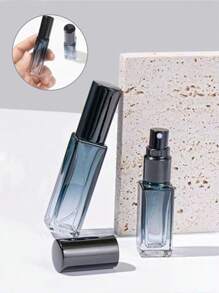1 件便携式香水补充瓶，10ml 渐变灰蓝色厚玻璃喷雾瓶，旅行空容器，香水瓶