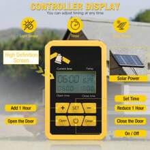 Aivituvin Automatic Chicken Coop Door Solar Powered, Automatic Chicken Door With LCD Display, Direct Power Supply Auto Chicken Door Opener With Timer For All Chicken Coops (Grey)