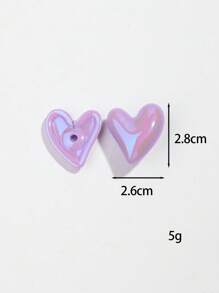 1 conjunto de 6 pares de brincos de pino em forma de coração banhados a metal colorido acrílico, adequados para uso diário feminino, dia dos namorados