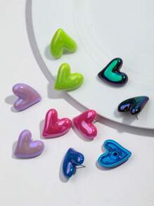 1 conjunto de 6 pares de brincos de pino em forma de coração banhados a metal colorido acrílico, adequados para uso diário feminino, dia dos namorados
