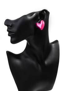 1 conjunto de 6 pares de brincos de pino em forma de coração banhados a metal colorido acrílico, adequados para uso diário feminino, dia dos namorados
