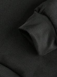 男士時尚休閒束腰戶外帽衫，圖形連帽衫 - 黑色 - 查看 6