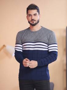 Men Sweaters - Navy Blue - View 2