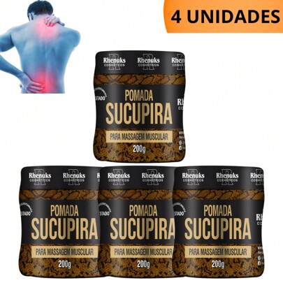 Kit 4 Pomada Masssageadora Sucupira 200g Original Festa Junina