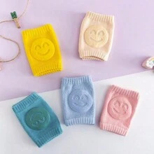 Tất trẻ em có đệm bông + miếng đệm khuỷu tay để bò và đi bộ, miếng đệm đầu gối hình mặt cười, miếng đệm đầu gối màu trơn - Nhiều màu - Xem 12