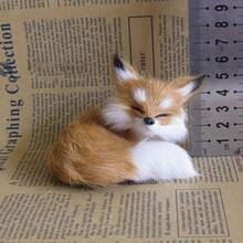 1Pc Simulation Fox Ornament Mini Squatting Fox Model Plush Animal Figurine Doll Toy Home Decoration Craft Christmas Party Gift - Multicolor - View 8