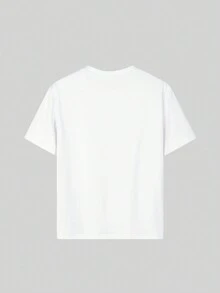 少女休閒有趣印花圓領短袖套頭T卹夏季上衣 - 白色 - 查看 2