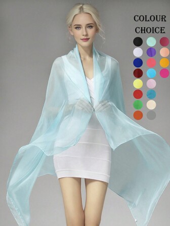 1 件女士沙滩配饰纯色柔软雪纺围巾，时尚百搭长围巾，适合春/夏/秋季，防晒，透气，披肩，适合日常外出、度假，沙滩巾头巾、发带、头带非常适合装扮您的外观