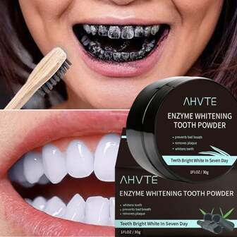 30g Activated Charcoal Teeth Whitening Powder, Black Bamboo Charcoal Tooth Powder, Effectively Removes Tea, Coffee, Wine, And Smoke Stains, Promotes Healthy And Bright Teeth,Brightening Powder Toothpaste