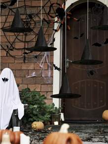 6 sombreros de bruja para disfraz de Halloween con cordón ajustable de talla 100 para decoración de patio