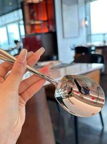 1/3/5pcs Stainless Steel Divided Serving Spoon - Silver - View 4