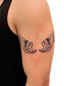 1 pièce Tatouage temporaire avec élément d'aile pour bras, cou, poitrine, taille, autocollant de tatouage magique qui dure 7 à 15 jours, tatouage semi-permanent factice unisexe