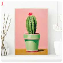 1pc  Abstract Colorful Cactus Flower Vase Still Life Canvas Painting, Modern Poster Print, Wall Art Botanical Living Room Home Decor  No Frame - Green - View 22