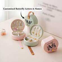 1 pièce Boîte de rangement à bijoux pour femmes avec lettre de papillon et nom personnalisé, organiseur de bijoux personnalisé à la mode, cadeau parfait pour une mère, une petite amie, un anniversaire.