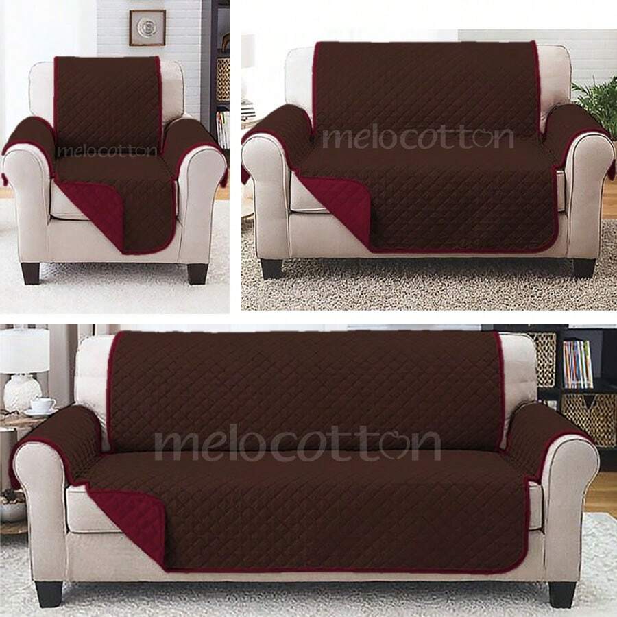 Set Of 3 Room Protectors - Double View Quilted - Burgundy - View 1