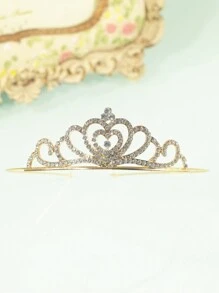 1pc Silver Crown Mini Headband Hair Accessory For Girls, Suitable For Daily Wear And Festival Dress Up, Kids' Stage Performance Catwalk Decoration