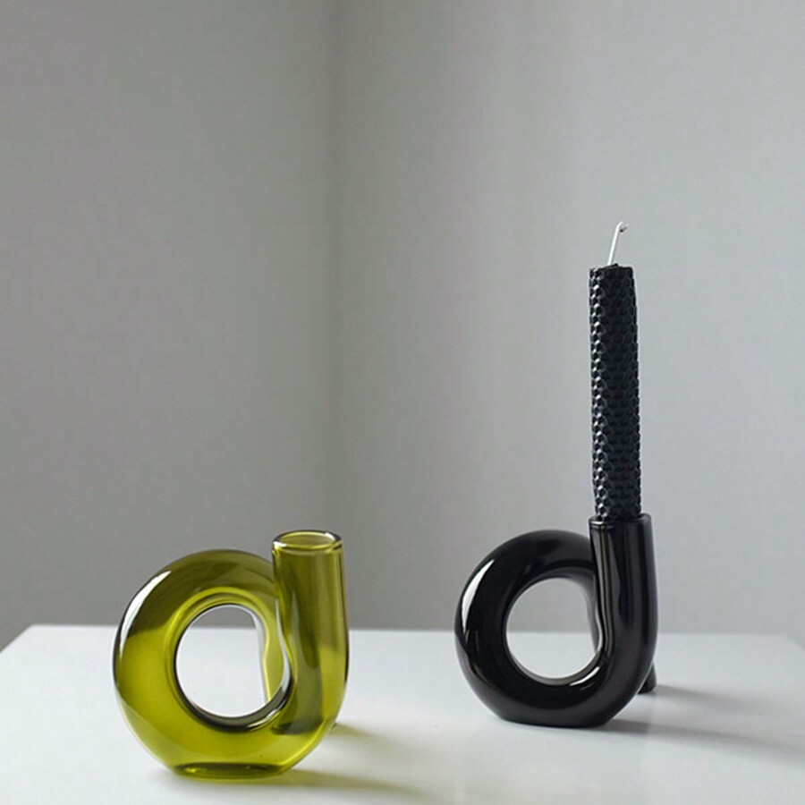 1pc Candlestick Holders, Glass Candle Holders For Table Centerpiece