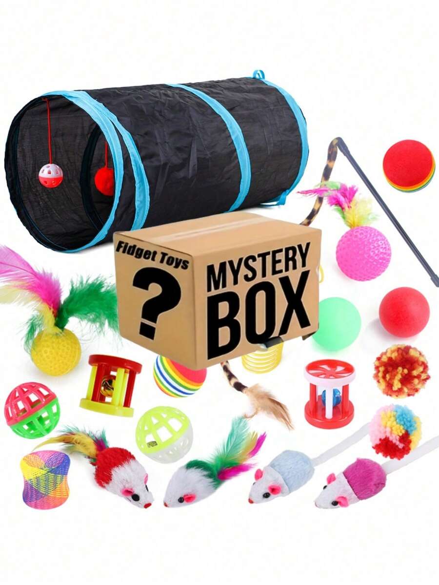 1set Random Cat Track Set Blind Box, Cat Activity Play Set, Indoor Cat Chasing & Exercise Toys - Multicolor - View 1