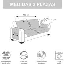 Ecommerc3 Extra Soft Touch 3 Seater Sofa Cover - Adjustable Sofa Cover - Reversbile Sofa Cover - Navy Blue - View 3