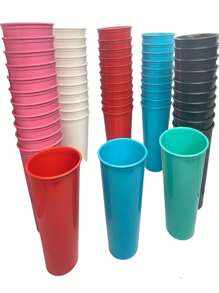 Kit 10 Copos 300 ml de Plástico Reutilizável P/ Merenda, festas, crianças - Cores Variadas - Visão 1
