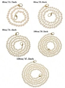 10mm Pearl Strap Chain For Bags Handbag Handles Women Shoulder Bag Crossbody Bag 40-120cm Chain Strap Pearl Belt Replacement Beaded Chain Handles Bag