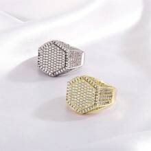 1pc Hip Hop Rock Men Ring Luxury Gold/Silver Color Full Bling Iced Out Cubic Micro Paved CZ Rings Wedding Party Jewelry Gift - Men Style - View 4
