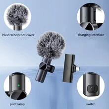 Wireless Lavalier Portable Mini Microphone Intelligent Noise Cancellation Windproof Hairball Double Noise Elimination Can Be Used For Singing Conference Interviews Video Audio Recording For Android Phone Tablet New Upgrade