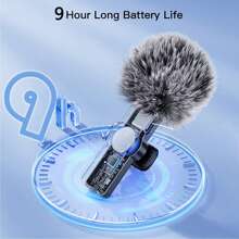 Wireless Lavalier Portable Mini Microphone Intelligent Noise Cancellation Windproof Hairball Double Noise Elimination Can Be Used For Singing Conference Interviews Video Audio Recording For Android Phone Tablet New Upgrade