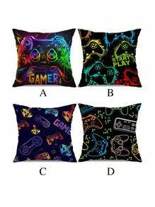 1 Stück & 4 Stücke Gaming Controller Thematische dekorative Kissenbezüge, Traum für Männer, geeignet für Auto, Zuhause, Schlafzimmer, Wohnzimmer (Innenkissen nicht enthalten)