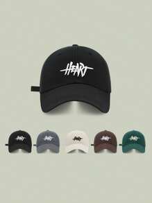 1pc Women's Colorful Embroidered Baseball Cap With 'Heart' Letter, Fashionable Design, Spring And Summer Sunshade Cap