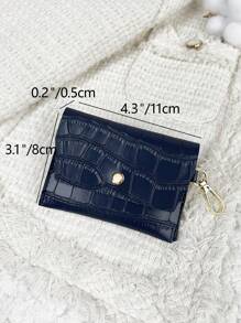Crocodile Embossed Flap Stone Embossed Pocket Wallet Fashion Malist Slim Lightweight Portable Cash ID Card Card Coin Pocket For Birthday Gift Anniversary Female Lady Girls Teenagers For College Student School Student Men Male High Quality Leather Card Holder Wallet Business Card Holder Credit Card Holder Women For Women Wallet Mini Wallet Purse Wallet Card Wallet - Blue - View 6