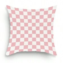 1pc Checkered Geometric Print Cushion Cover, Room Decorative Pillowcase Home Decoration