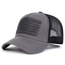 1pc Men's American Flag Embroidered Baseball Cap, Adjustable Outdoor Sun Protection Mesh Hat Suitable For Spring And Autumn Travel, Beach Parties, Trucker Hat,Summer,Holiday,Festival - Multicolor - View 10