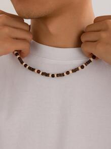 1pc Vintage Coconut Shell & Wooden Beads Strand Necklace/Boho Style Unique Necklace/Men Wooden Beads Surf Necklace For ETSY Scene Jewelry Gift - Beaded Necklace - View 15