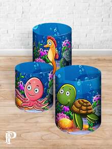 Trio Sublimated Cylinder Covers Party And Birthday Decoration Various Children's Themes Under The Sea - Vỏ xi lanh 817 - Xem 2