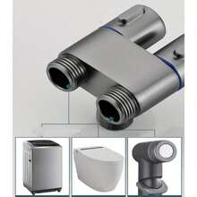 1pc Bathroom Multi-Function Mini Dual Control Valve, 1 Inlet 2 Outlet Double Control, G1/2 Inch Faucet Triangle Valve, Fit For Wall Mount Washing Machine Tap, Hygienic Shower Toilet Bidet Sprayer - one-size - View 8