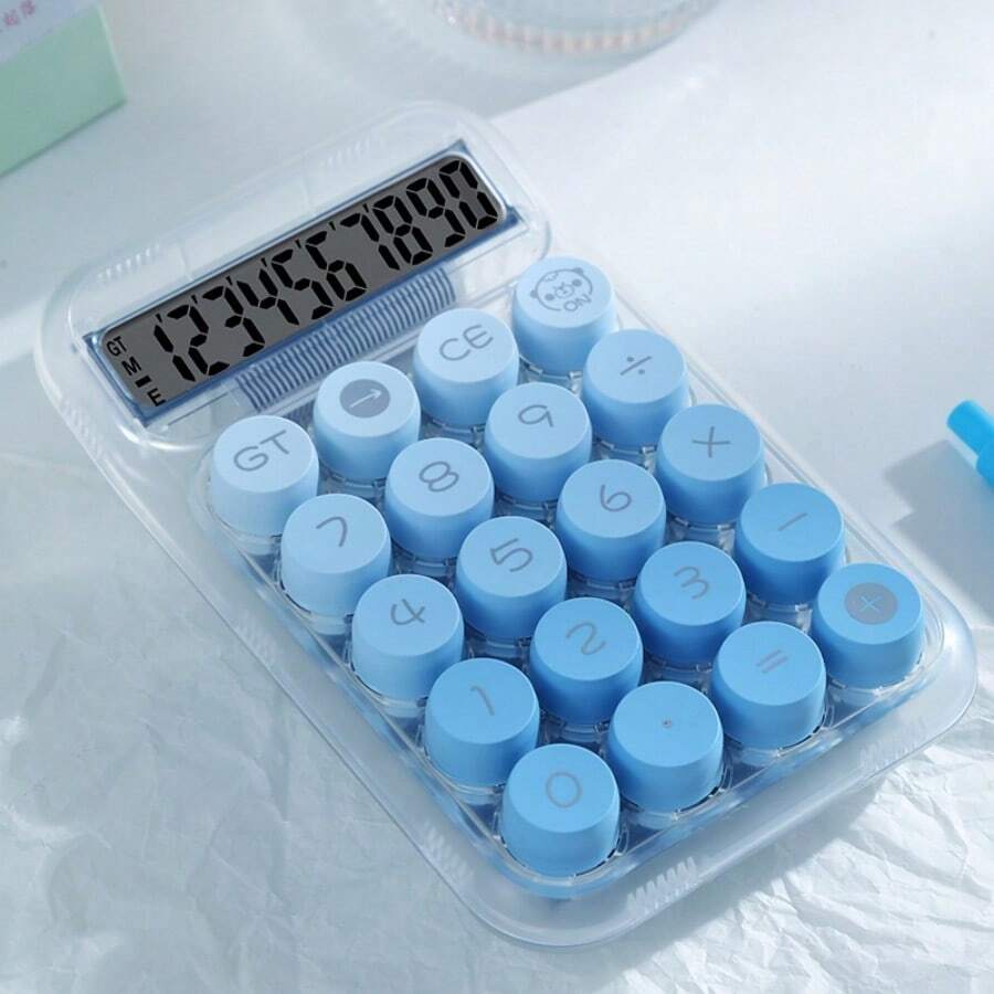 渐变多巴胺计算器圆形机械键盘先进多彩极具吸引力的办公工具，适合学生和专业人士重返校园 - 藍色 - 查看 1
