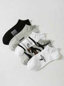 1/5/10/20 Đôi Tất Ngắn In Chữ Sọc Khối Màu Cho Nam, Tất Thể Thao Thường Ngày Thoáng Khí Chống Mùi Cho Học Sinh/Người Lớn, Giao Màu Ngẫu Nhiên - Nhiều màu - Xem 2