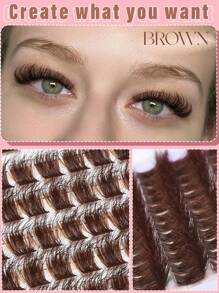 192 Cluster Brown Lash Clusters Eyelash Extension  Individual Lash Clusters   D Curl   0.07 D  Handmade  Grafting  Lash Clusters  Individual  False  Eyelashes   Wispy   DIY  Long-Lasting   Eyelashes  Extensions