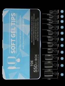 550Pcs Charm Short Rectangle Shaped Toe Nails Set With Matte Gel And Adhesive, Transparent Box Packaging. Comfortable And Foldable, Full Coverage Diy Toe Nail Cover Set Including Acrylic Set And Nail Glue. Perfect For Parties, Dances, And Daily Wear. Press On Nails Nail Supplies Nails - Clear - View 4