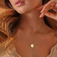 Tiny Birth Flower Necklace, 14k Gold Oval Disc Birth Flower Necklace, Wild Flowers Memorial Necklace, Gift For Her, Birth Flower Jewelry