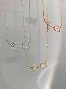 1入不鏽鋼郁金香領項鏈，適用於女性 - 金色 - 查看 3