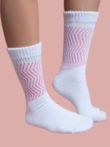 Kit Of 3 Pairs Of Women's Long Aerobic Sports Socks For The Gym - 白色 - 查看 2