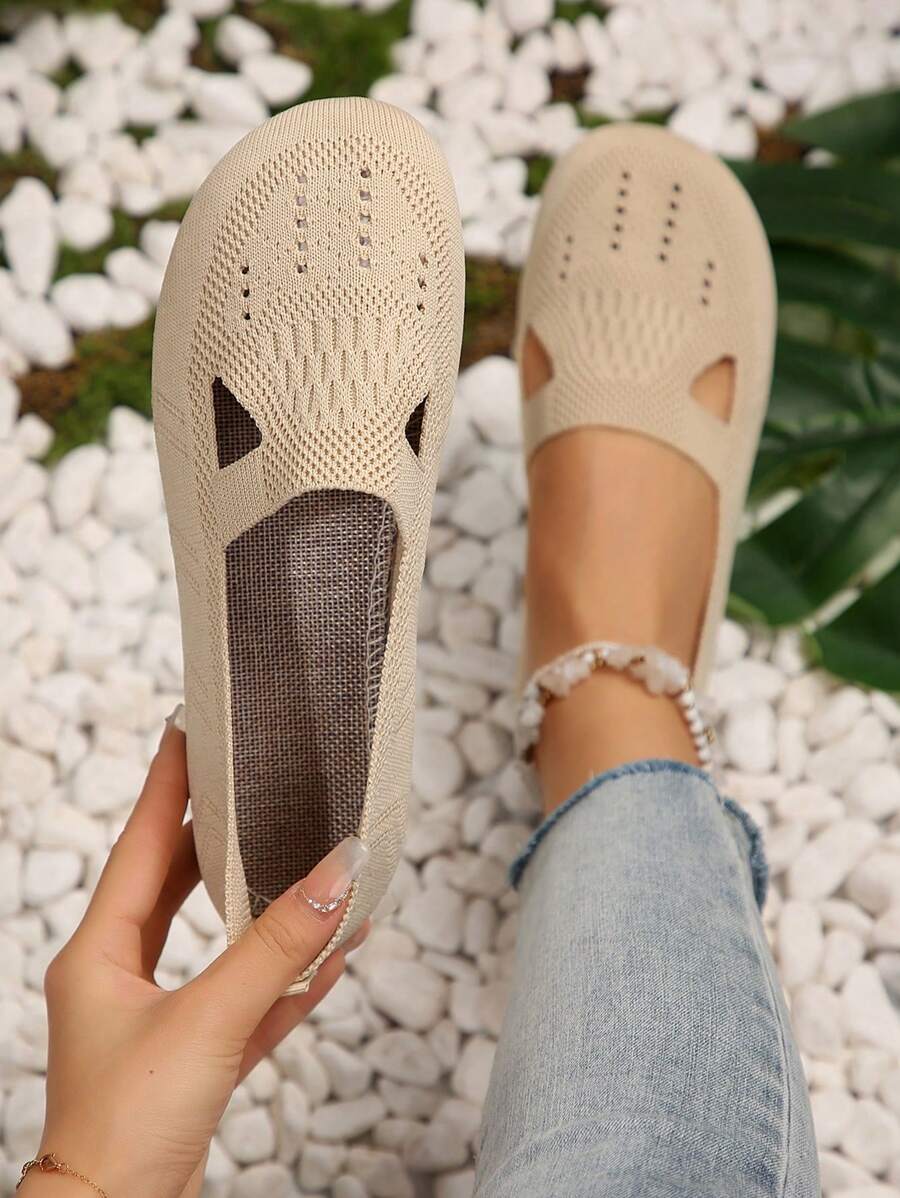 Zapatos de lona casuales sin cordones para mujer, zapatos cómodos y transpirables para caminar, talla grande, zapatos para mujer de importación - Albaricoque - Ver 1