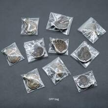 1入組天然菊石石斑彩蝸牛殼化石包裹吊墜，適合DIY首飾製作項鏈配飾 - 棕色 - 查看 6