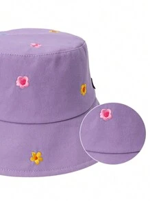 Chapéu Bucket Feminino Bordado Flor Doce Bonito, Chapéu Bucket Versátil para Mulheres, Chapéu de Proteção Solar para Praia e Viagens ao Ar Livre Para Homens e Mulheres na Primavera e Verão, Boné Feminino para Férias - Multicolorido - Visão 3