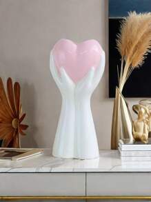 1 pièce Vase de décoration pour la maison en forme de cœur tenu à la main de style européen, design artistique en résine du corps humain pour fleurs, centre de table moderne unique pour mariage, salle à manger et décoration de salon
